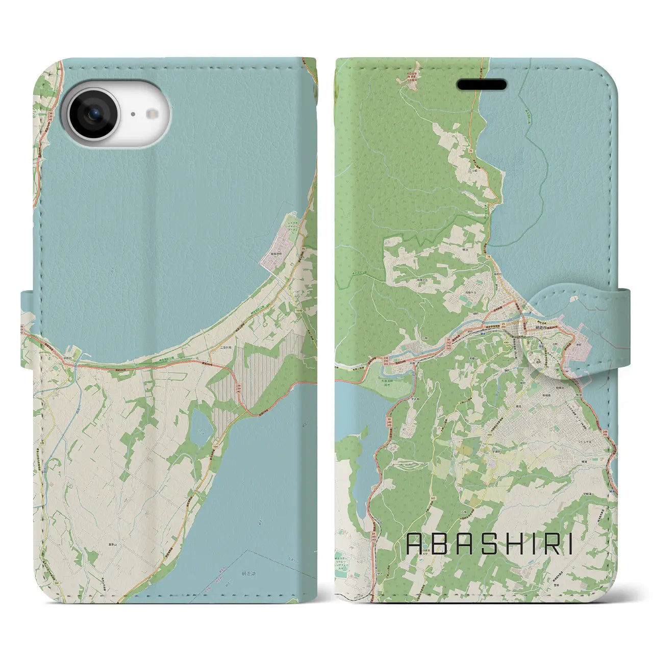 【網走(北海道)】地図柄iPhoneケース(手帳タイプ)
