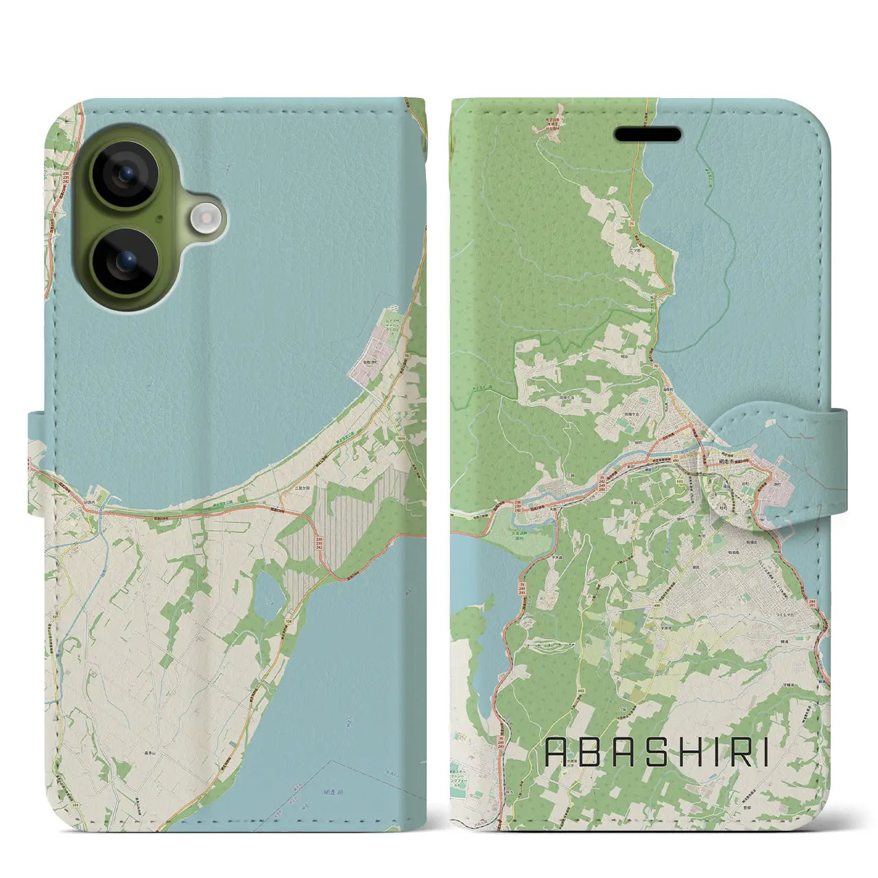 【網走(北海道)】地図柄iPhoneケース(手帳タイプ)