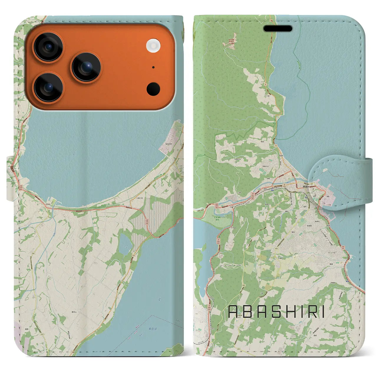 【網走(北海道)】地図柄iPhoneケース(手帳タイプ)