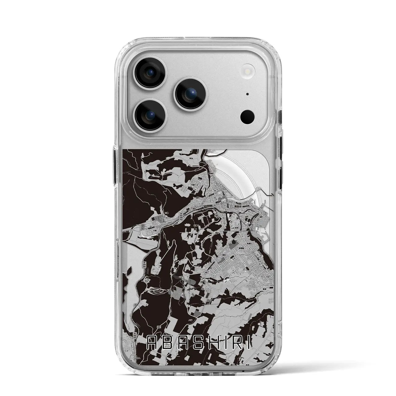 【網走(北海道)】地図柄iPhoneケース(MagSafeタイプ)モノトーン・iPhone 17 Pro Max 用