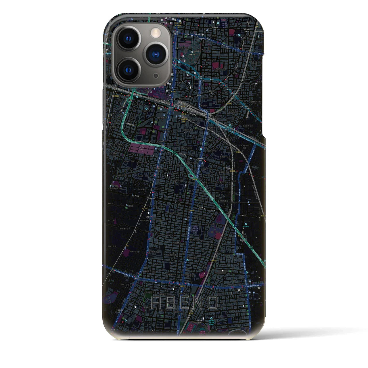 【阿倍野(大阪府)】地図柄iPhoneケース(バックカバータイプ)