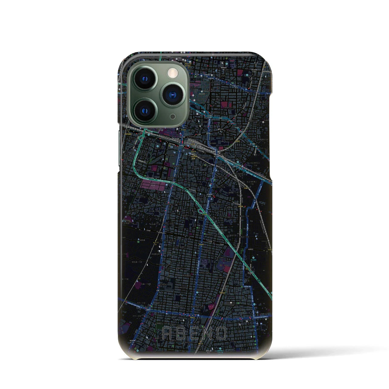 【阿倍野(大阪府)】地図柄iPhoneケース(バックカバータイプ)