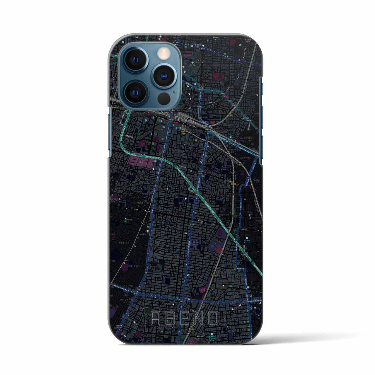 【阿倍野(大阪府)】地図柄iPhoneケース(バックカバータイプ)