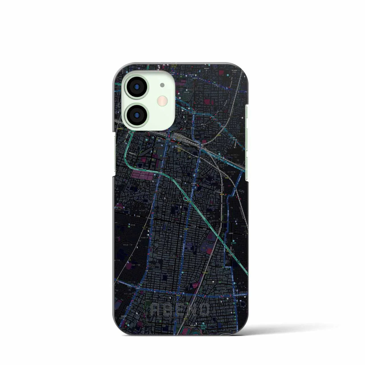 【阿倍野(大阪府)】地図柄iPhoneケース(バックカバータイプ)