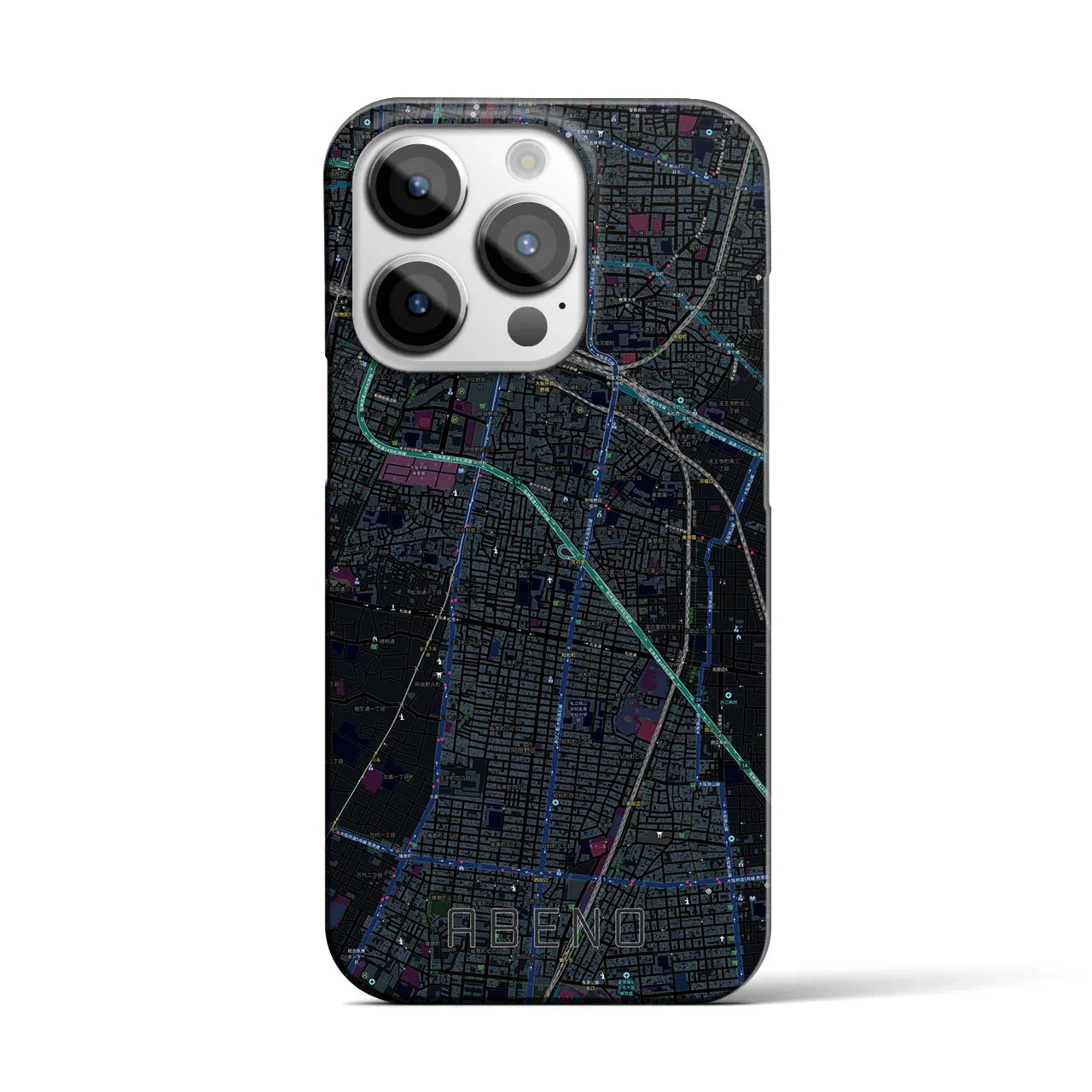 【阿倍野(大阪府)】地図柄iPhoneケース(バックカバータイプ)