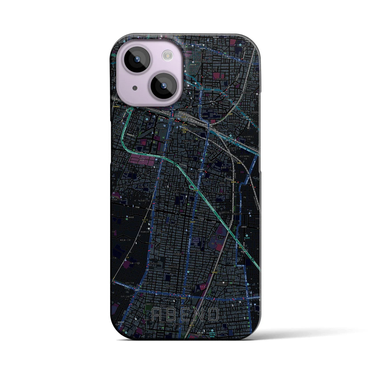 【阿倍野(大阪府)】地図柄iPhoneケース(バックカバータイプ)