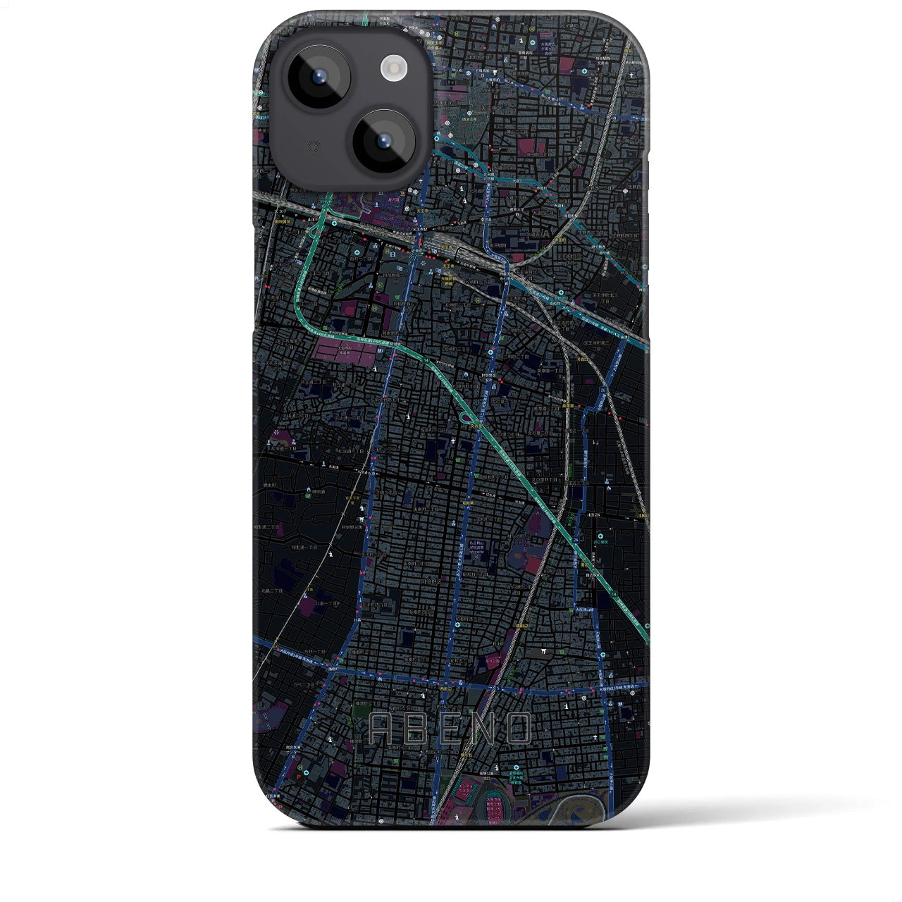 【阿倍野(大阪府)】地図柄iPhoneケース(バックカバータイプ)