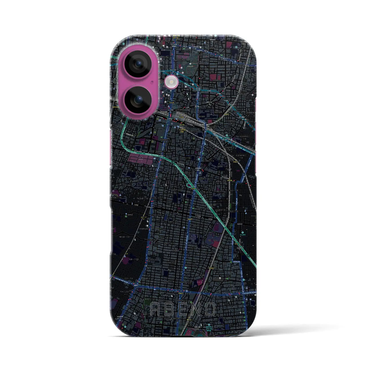 【阿倍野(大阪府)】地図柄iPhoneケース(バックカバータイプ)