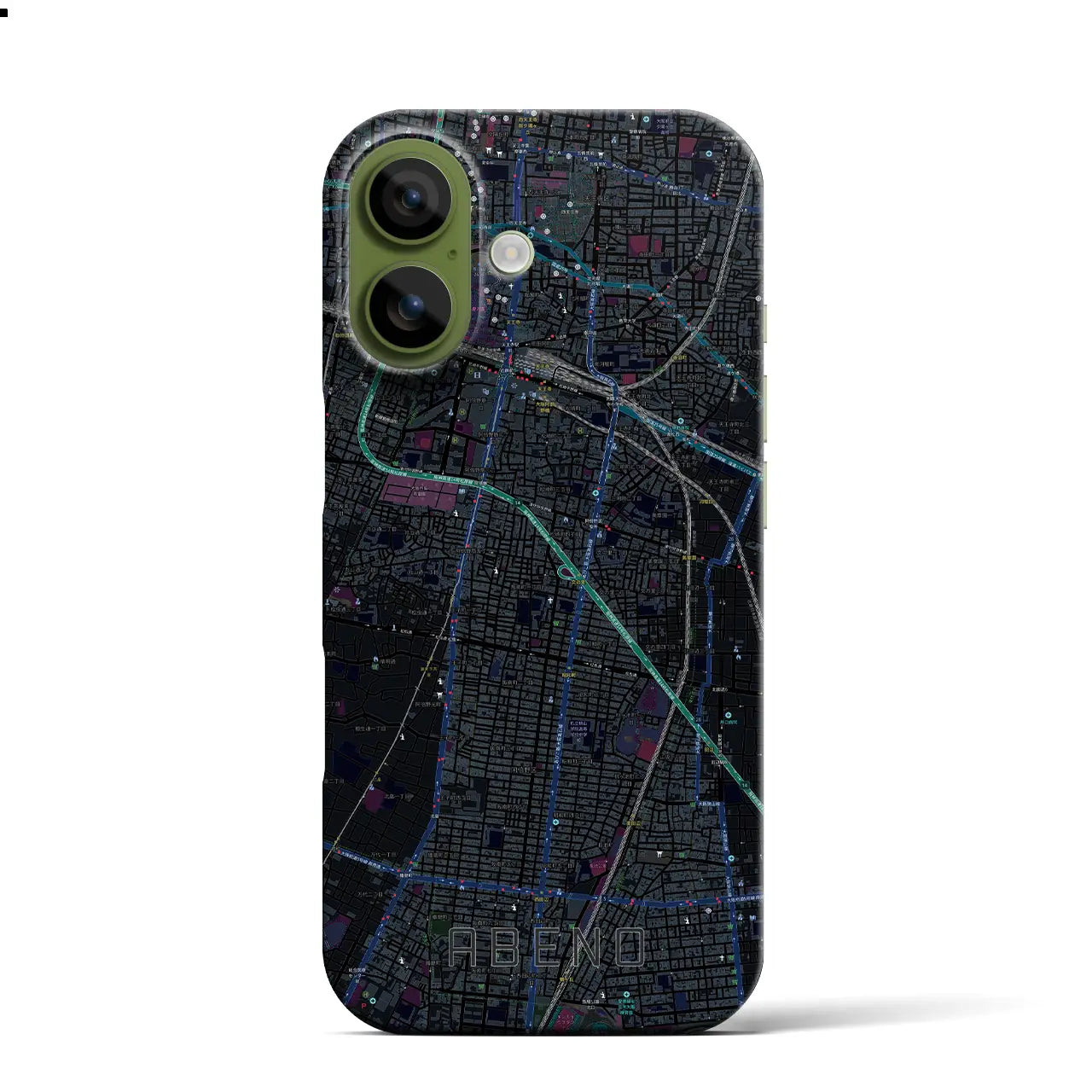 【阿倍野(大阪府)】地図柄iPhoneケース(バックカバータイプ)