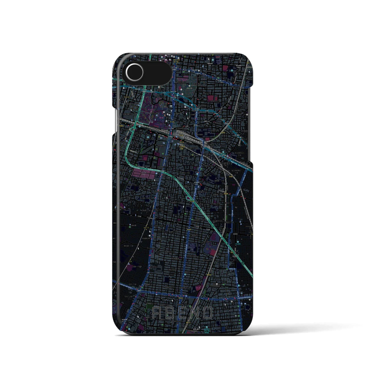 【阿倍野(大阪府)】地図柄iPhoneケース(バックカバータイプ)