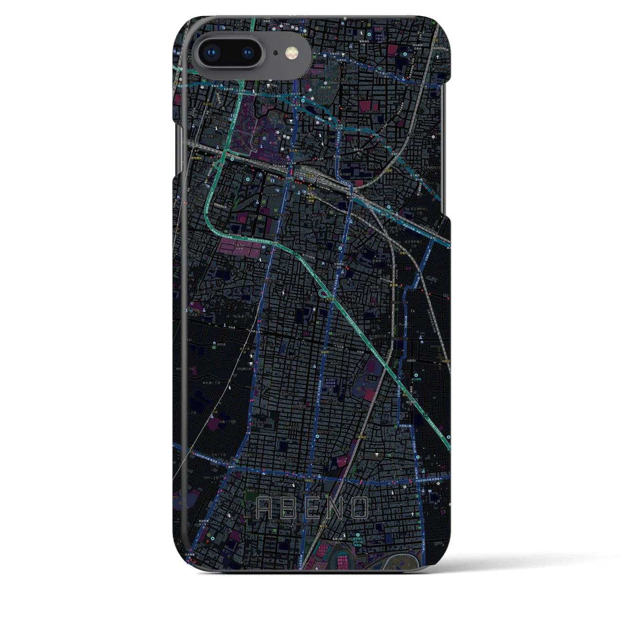 【阿倍野(大阪府)】地図柄iPhoneケース(バックカバータイプ)