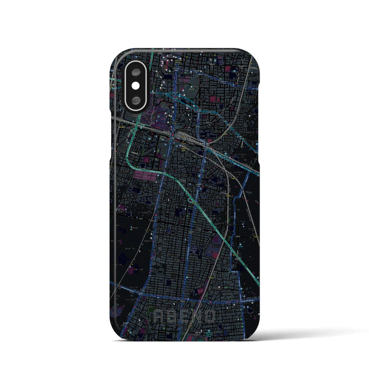 【阿倍野(大阪府)】地図柄iPhoneケース(バックカバータイプ)