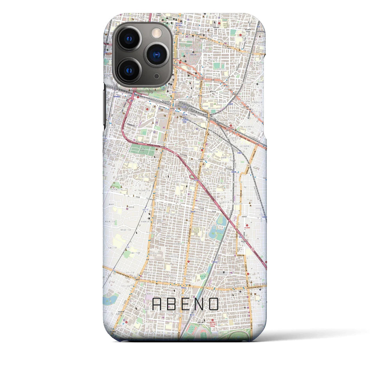 【阿倍野(大阪府)】地図柄iPhoneケース(バックカバータイプ)