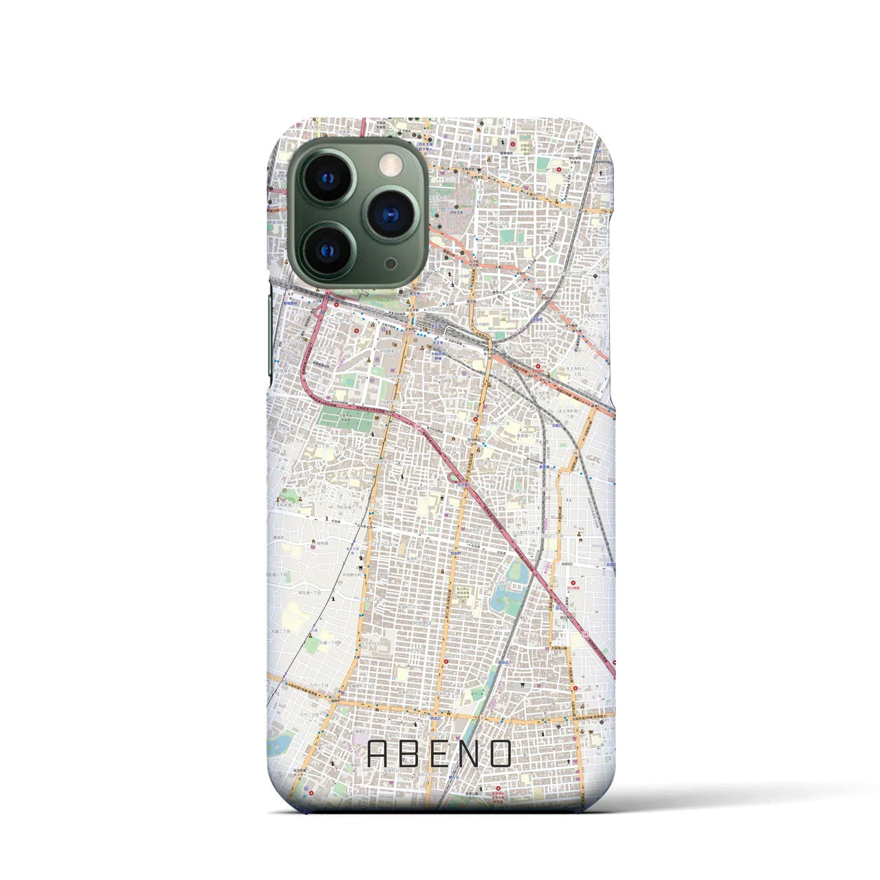 【阿倍野(大阪府)】地図柄iPhoneケース(バックカバータイプ)