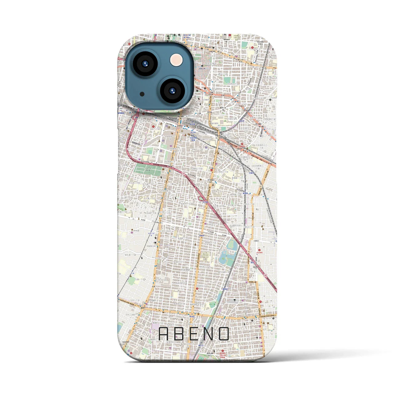 【阿倍野(大阪府)】地図柄iPhoneケース(バックカバータイプ)