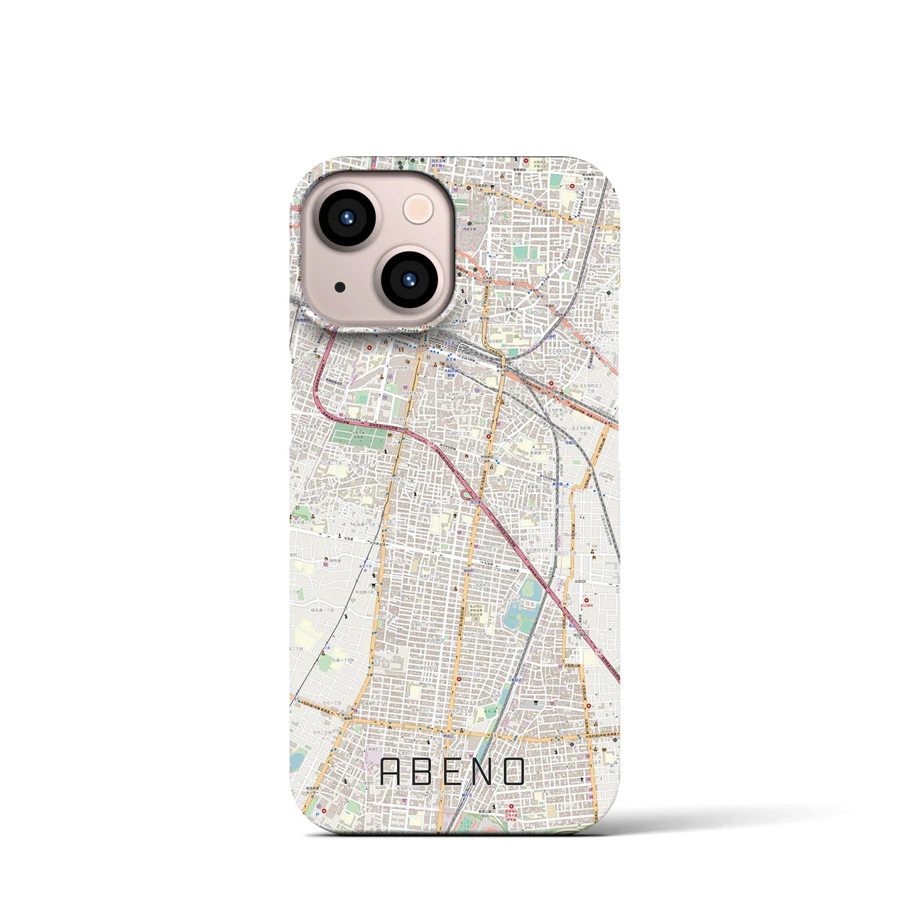 【阿倍野(大阪府)】地図柄iPhoneケース(バックカバータイプ)