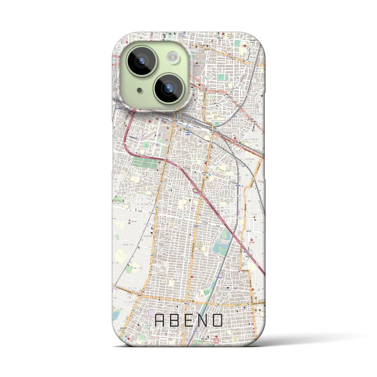 【阿倍野(大阪府)】地図柄iPhoneケース(バックカバータイプ)