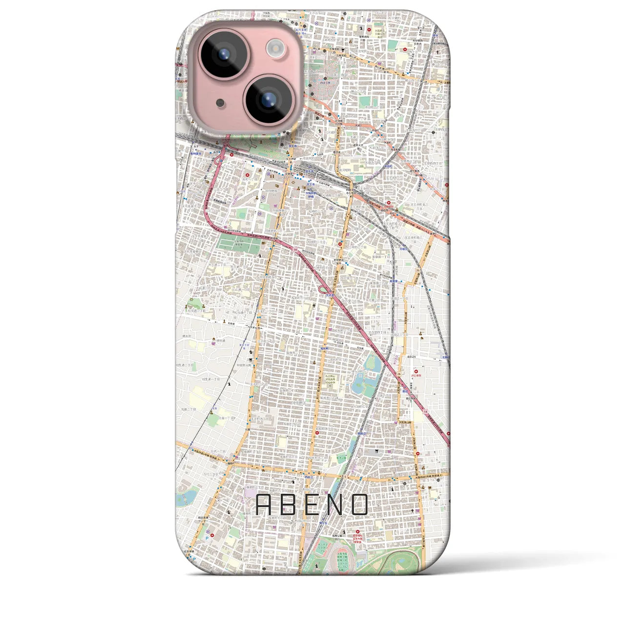 【阿倍野(大阪府)】地図柄iPhoneケース(バックカバータイプ)
