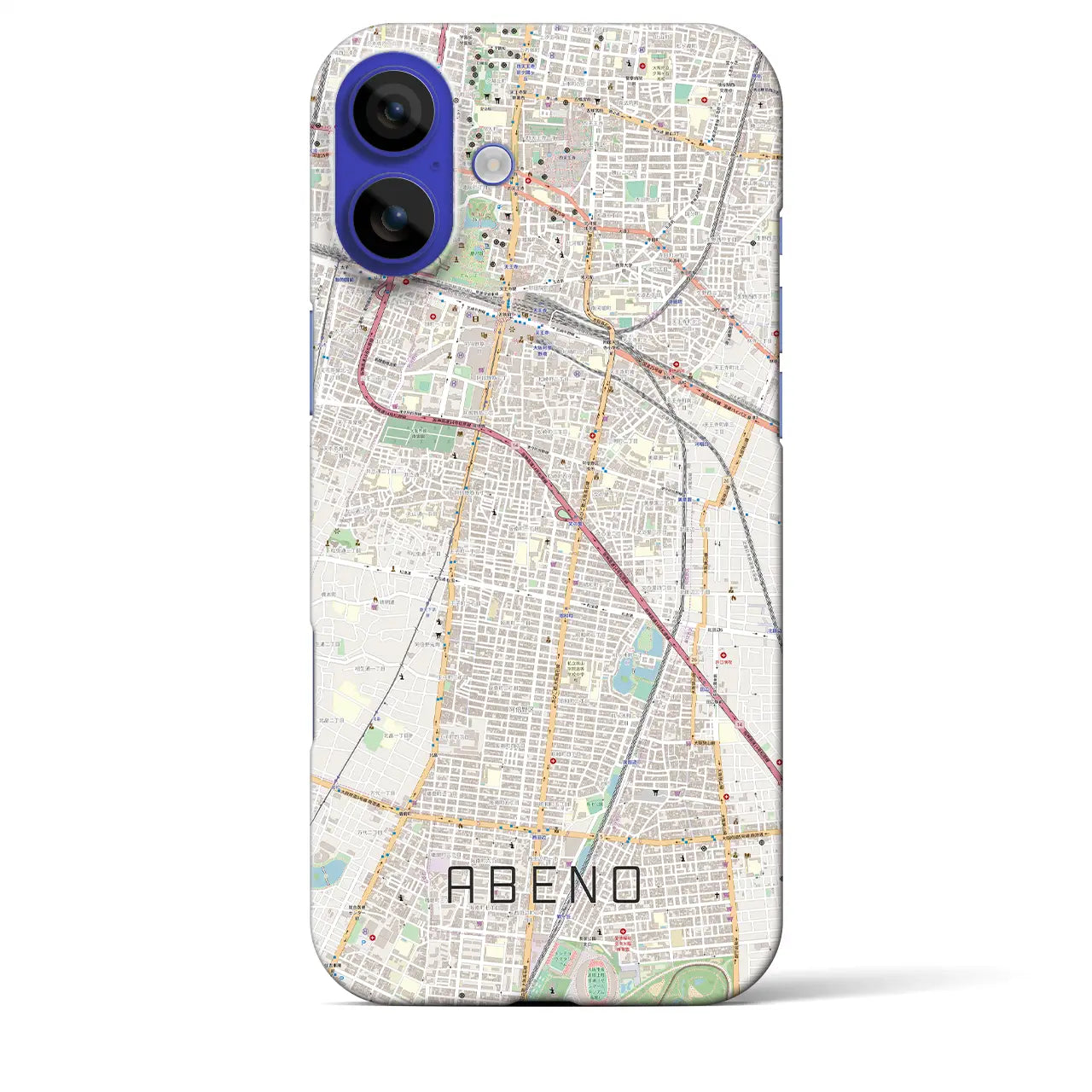 【阿倍野(大阪府)】地図柄iPhoneケース(バックカバータイプ)ブラック・iPhone 16 Pro Max 用