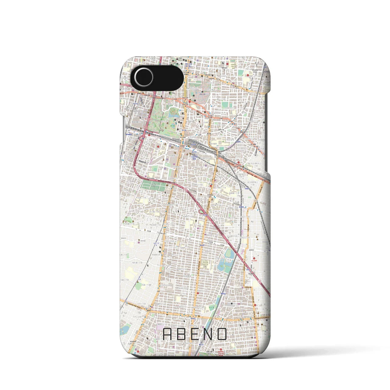 【阿倍野(大阪府)】地図柄iPhoneケース(バックカバータイプ)