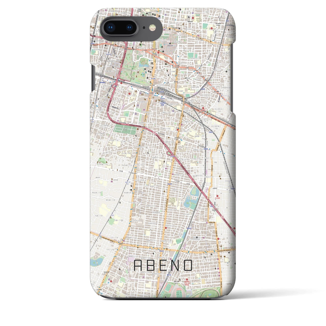 【阿倍野(大阪府)】地図柄iPhoneケース(バックカバータイプ)