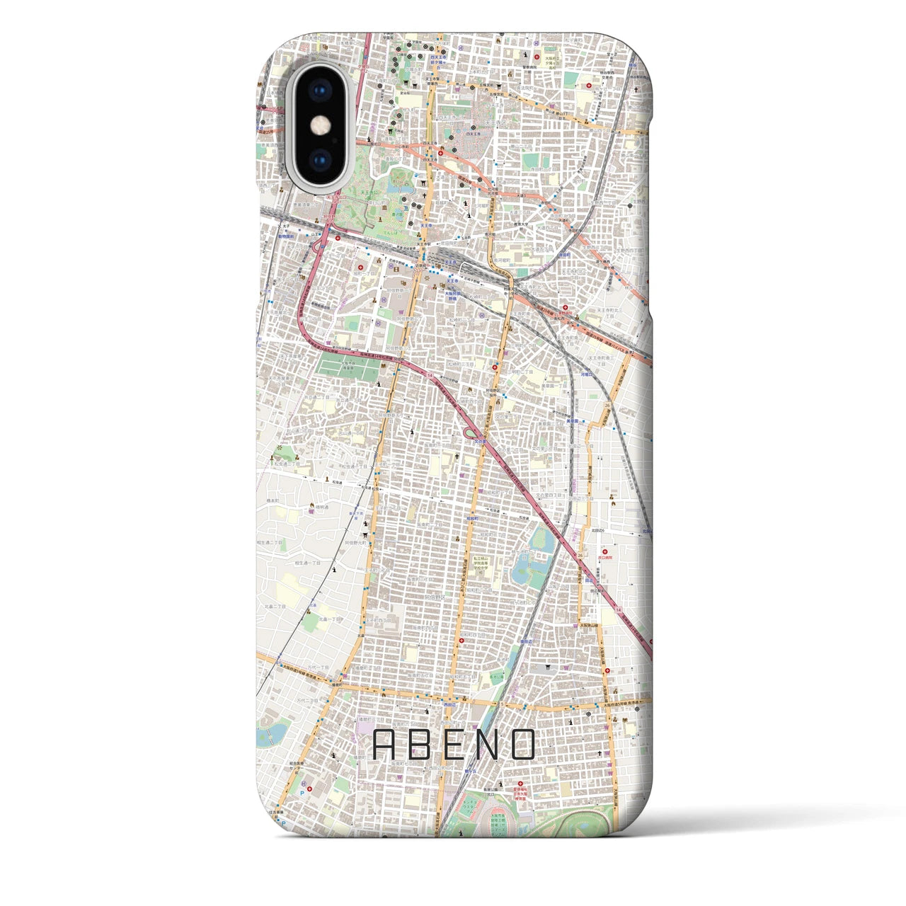 【阿倍野(大阪府)】地図柄iPhoneケース(バックカバータイプ)