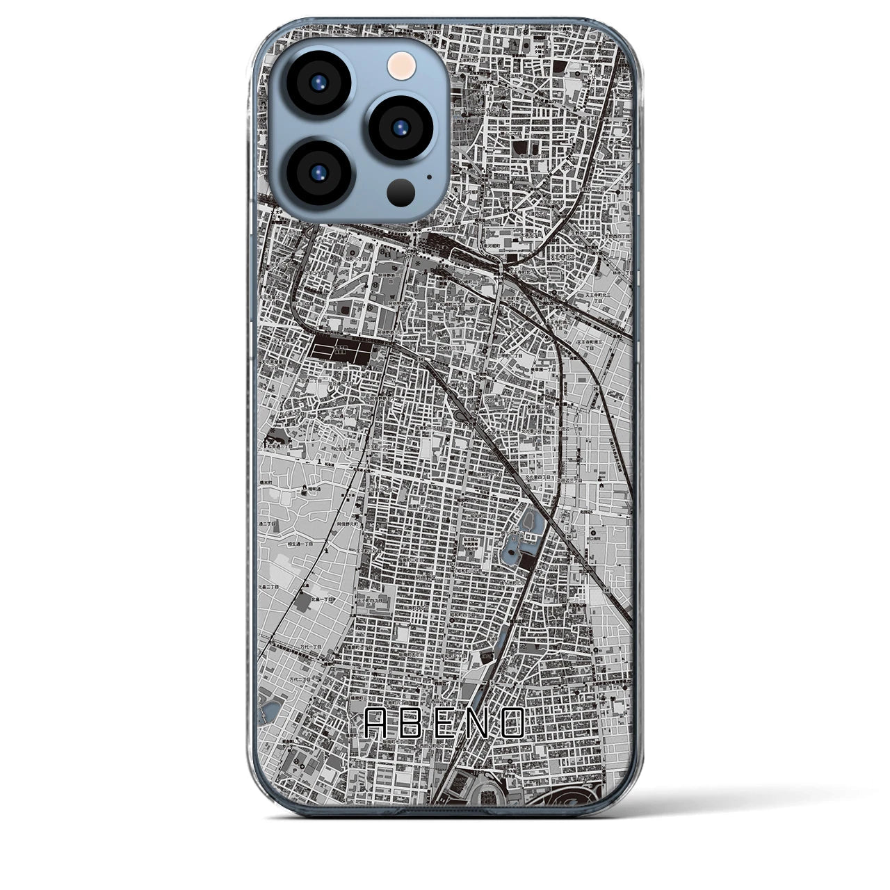 【阿倍野(大阪府)】地図柄iPhoneケース(クリアタイプ)