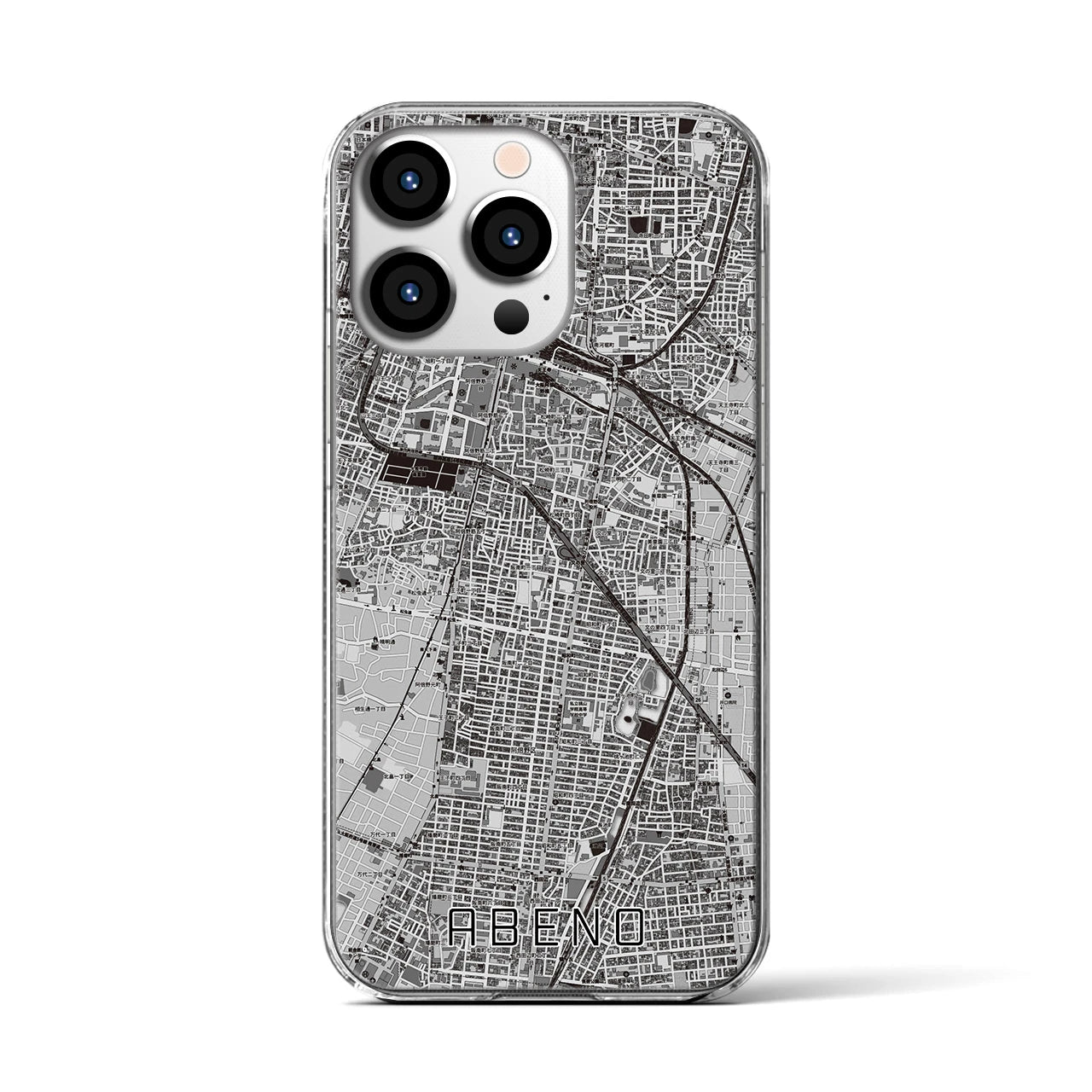 【阿倍野(大阪府)】地図柄iPhoneケース(クリアタイプ)
