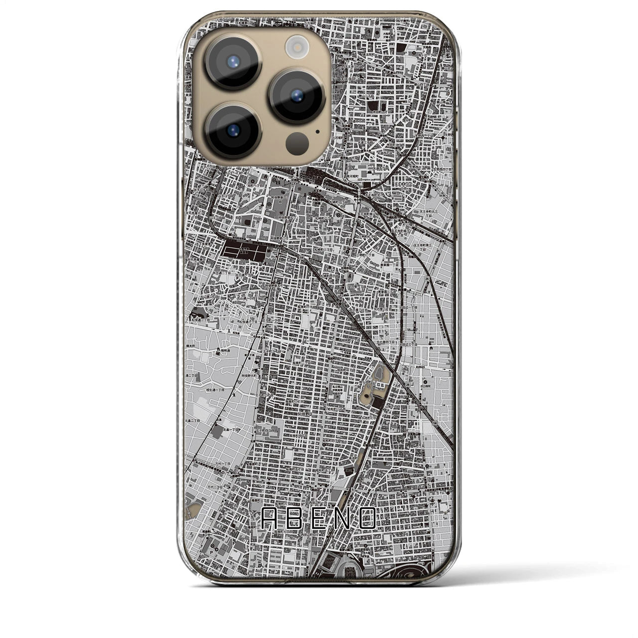 【阿倍野(大阪府)】地図柄iPhoneケース(クリアタイプ)