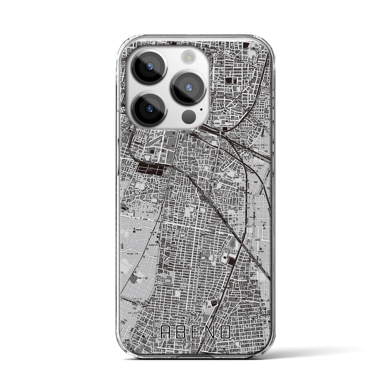 【阿倍野(大阪府)】地図柄iPhoneケース(クリアタイプ)