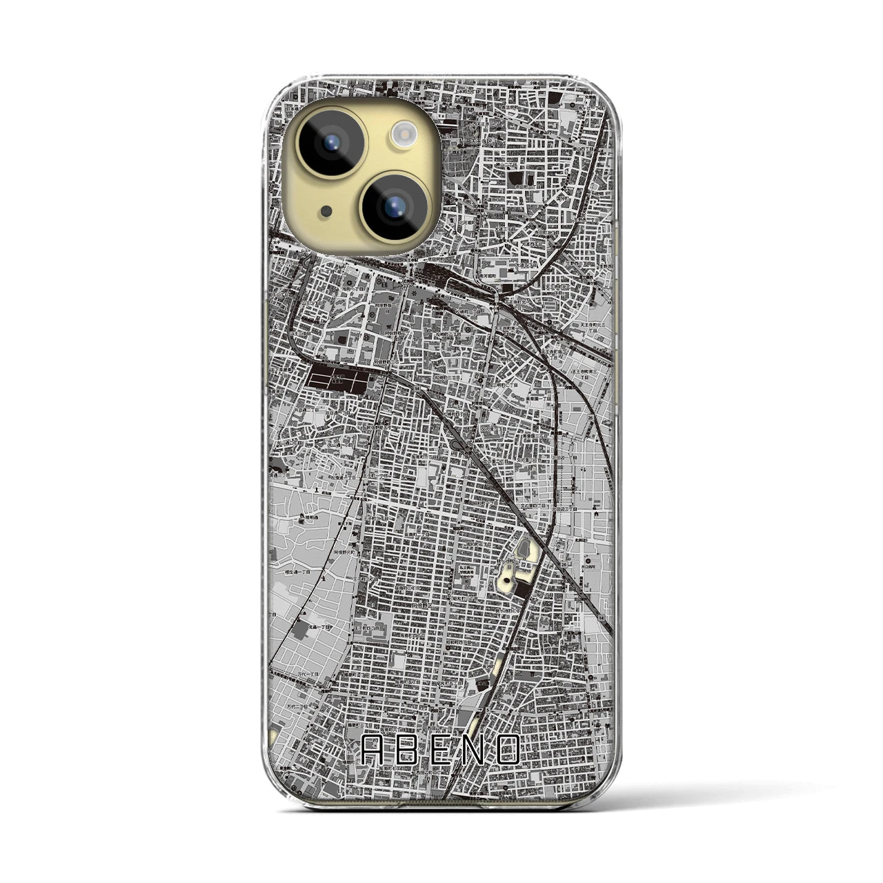 【阿倍野(大阪府)】地図柄iPhoneケース(クリアタイプ)