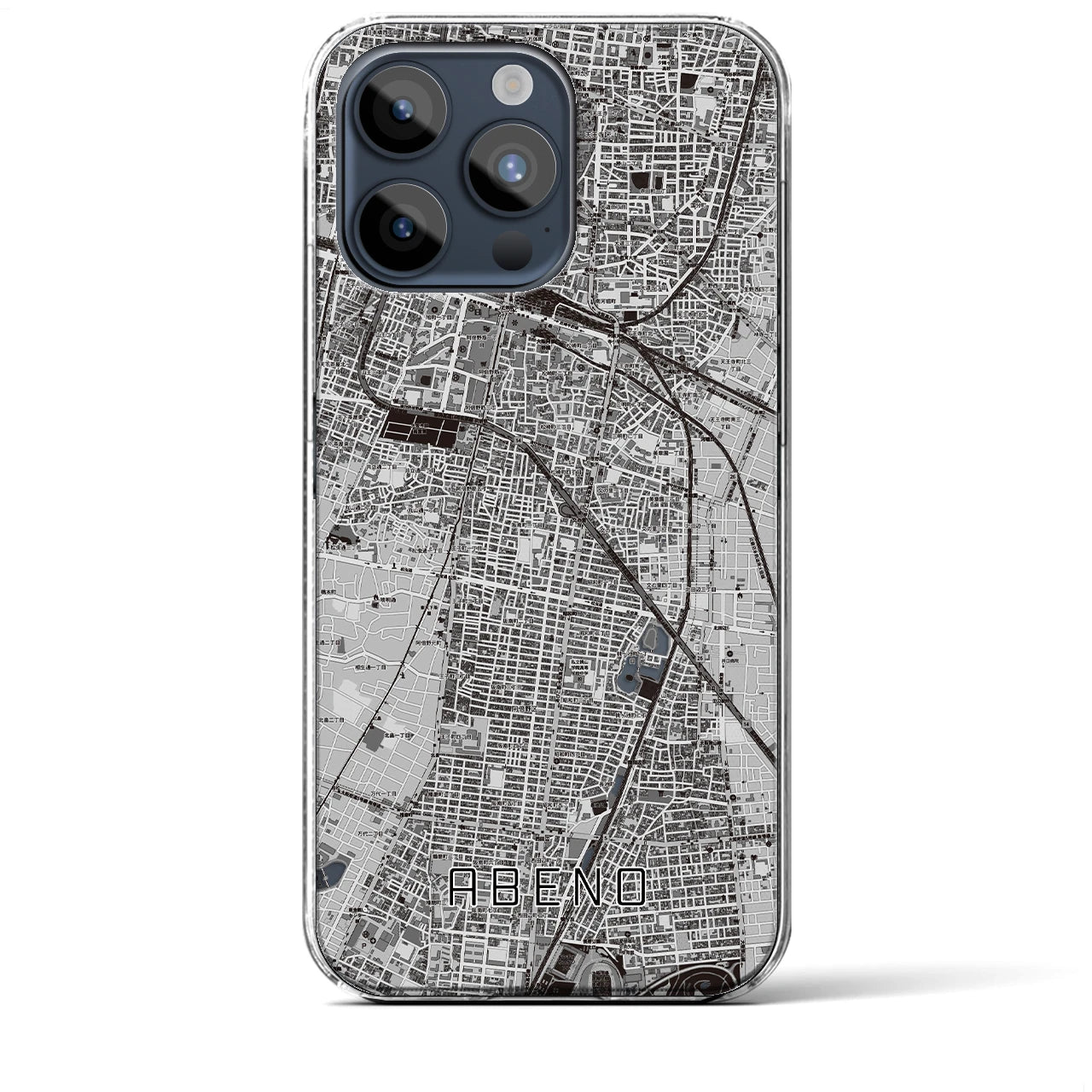 【阿倍野(大阪府)】地図柄iPhoneケース(クリアタイプ)