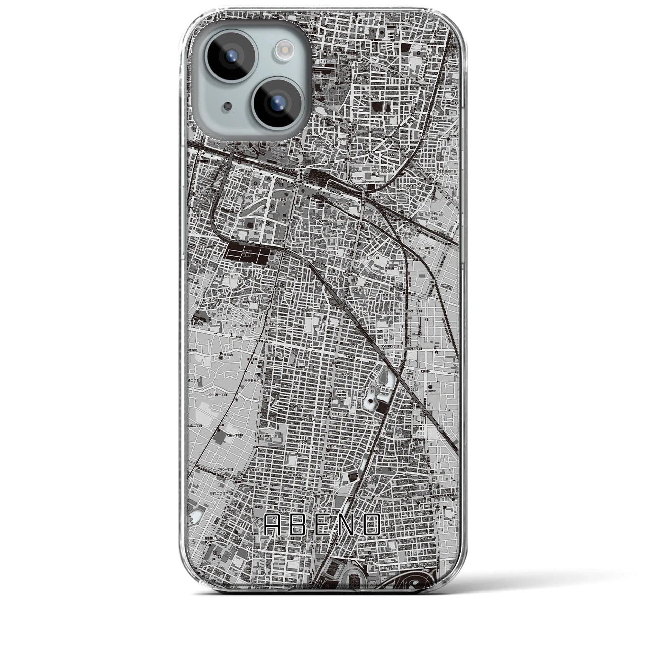 【阿倍野(大阪府)】地図柄iPhoneケース(クリアタイプ)