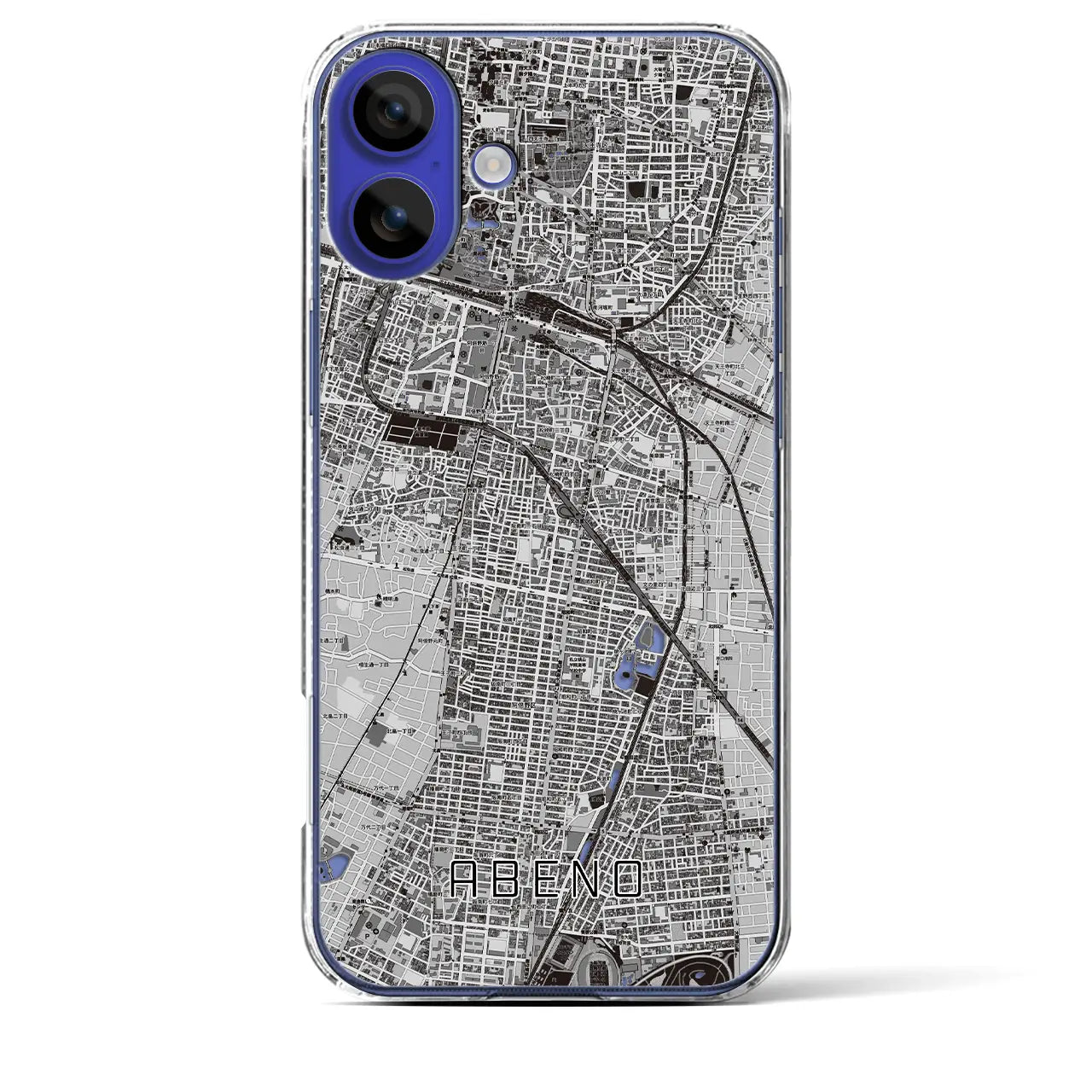 【阿倍野(大阪府)】地図柄iPhoneケース(クリアタイプ)