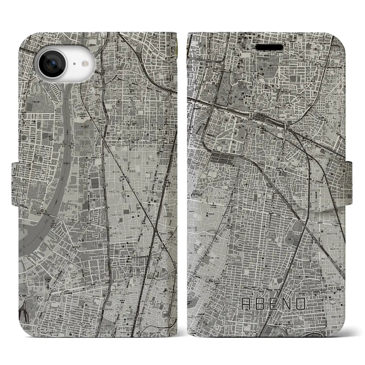 【阿倍野(大阪府)】地図柄iPhoneケース(手帳タイプ)