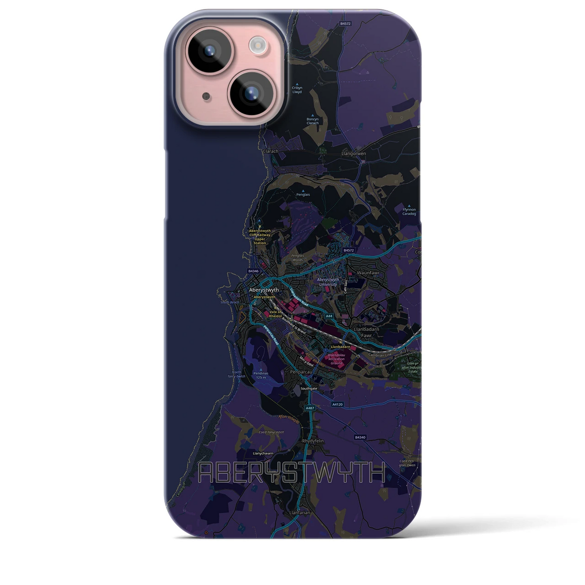 【アベリストウィス(イギリス)】地図柄iPhoneケース(バックカバータイプ)