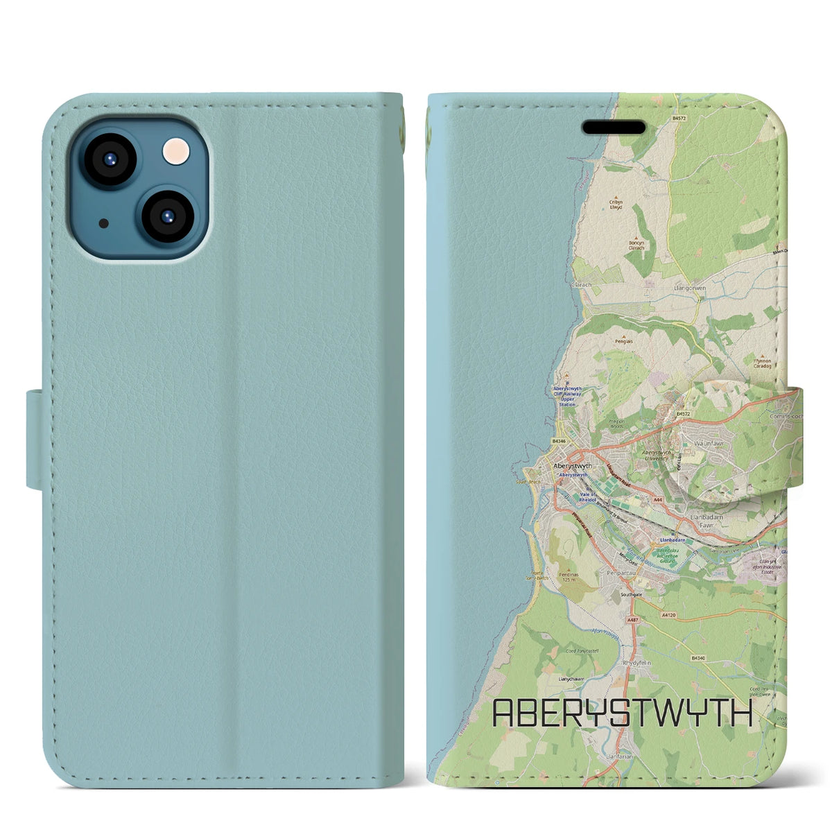 【アベリストウィス(イギリス)】地図柄iPhoneケース(手帳タイプ)