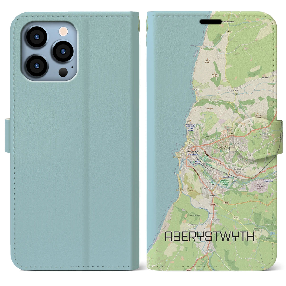 【アベリストウィス(イギリス)】地図柄iPhoneケース(手帳タイプ)