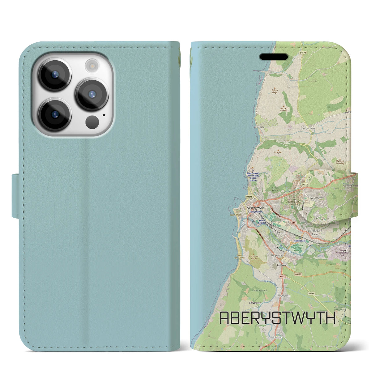 【アベリストウィス(イギリス)】地図柄iPhoneケース(手帳タイプ)
