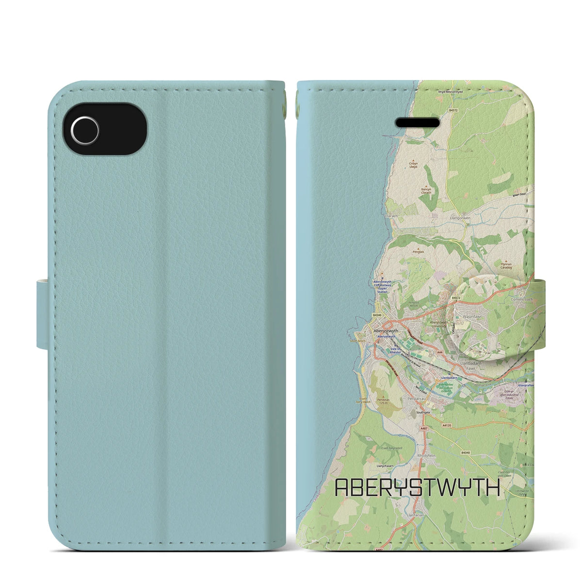 【アベリストウィス(イギリス)】地図柄iPhoneケース(手帳タイプ)