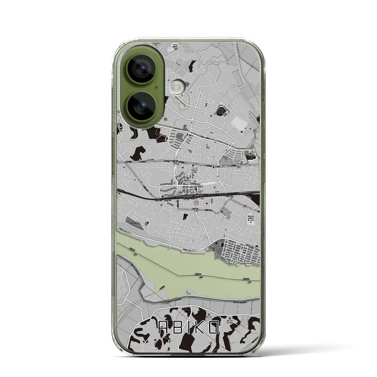 【我孫子(千葉県)】地図柄iPhoneケース(クリアタイプ)モノトーン・iPhone 17 Pro Max 用