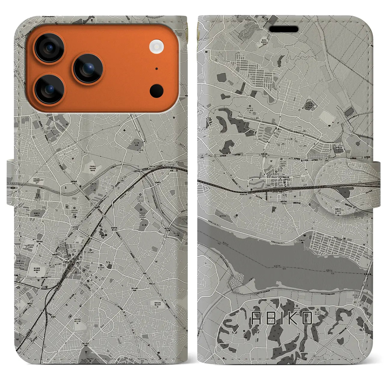 【我孫子(千葉県)】地図柄iPhoneケース(手帳タイプ)