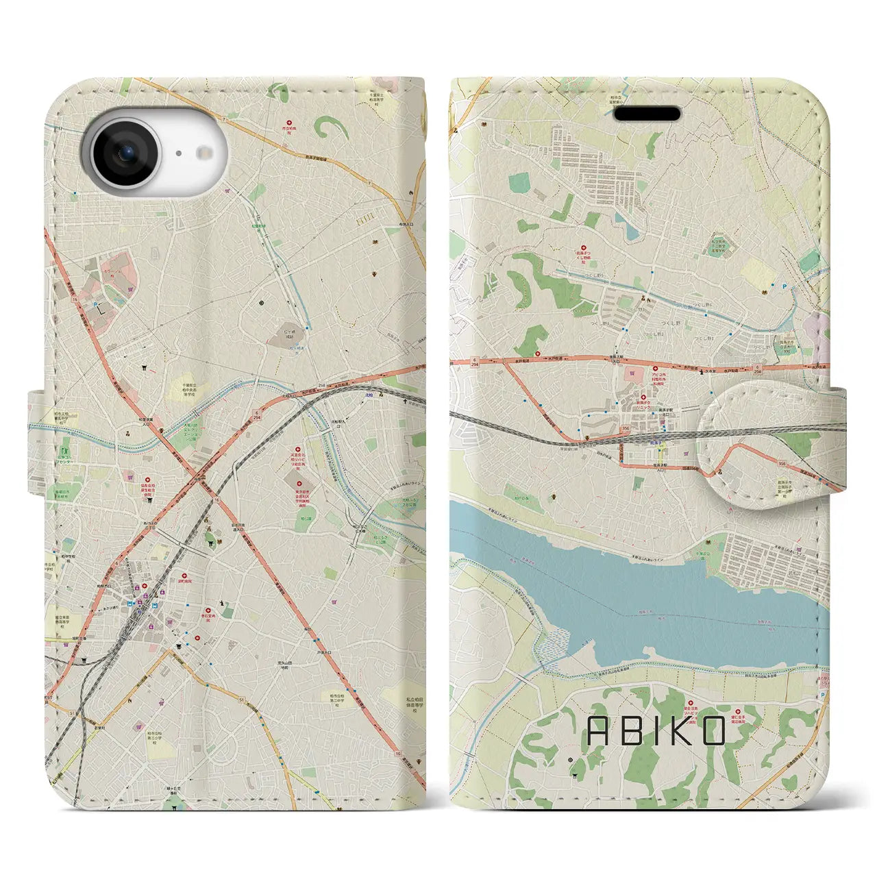 【我孫子(千葉県)】地図柄iPhoneケース(手帳タイプ)