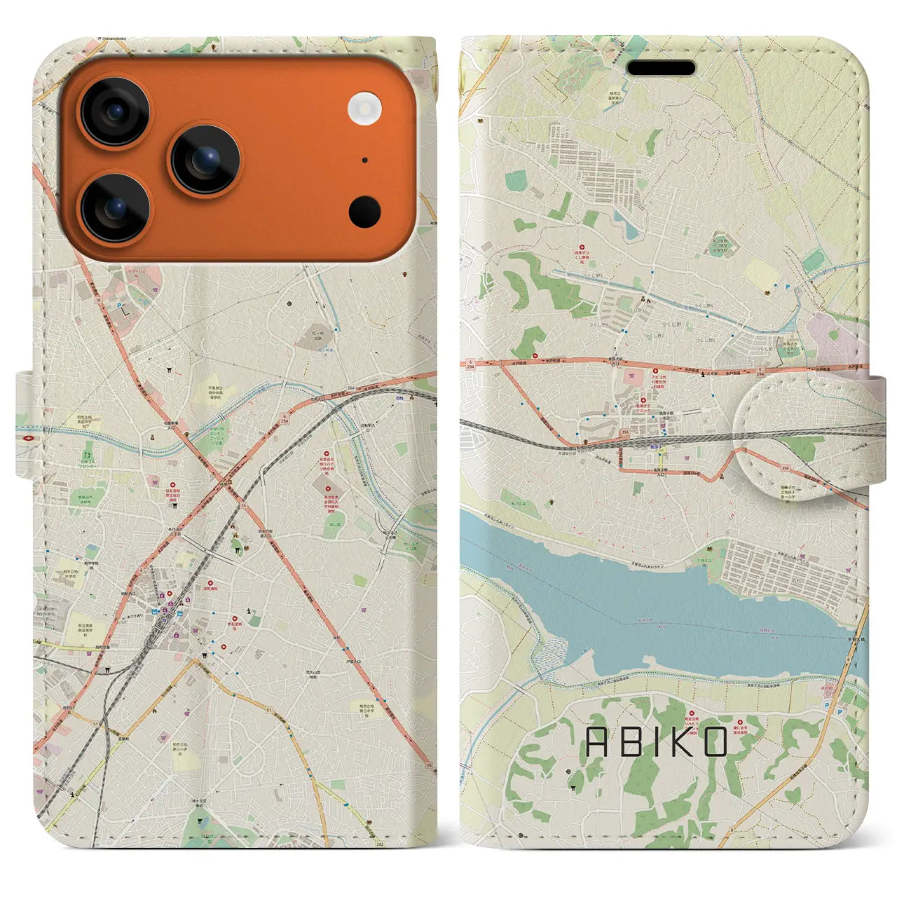 【我孫子(千葉県)】地図柄iPhoneケース(手帳タイプ)