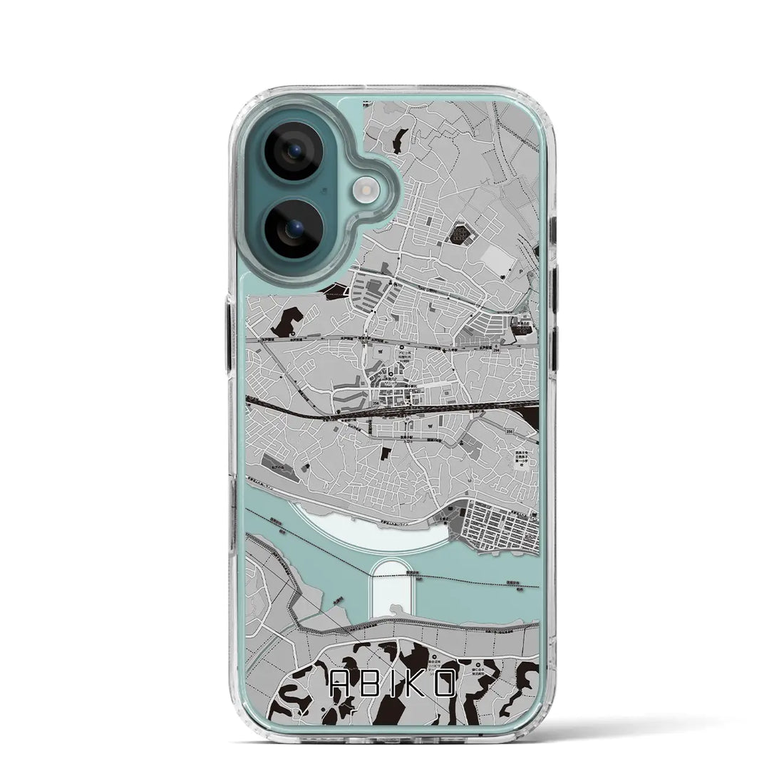 【我孫子(千葉県)】地図柄iPhoneケース(MagSafeタイプ)モノトーン・iPhone 16 Pro 用