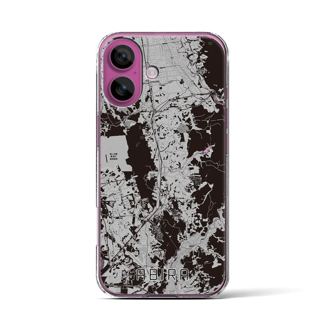 【安平(北海道)】地図柄iPhoneケース(クリアタイプ)モノトーン・iPhone 16 Pro 用