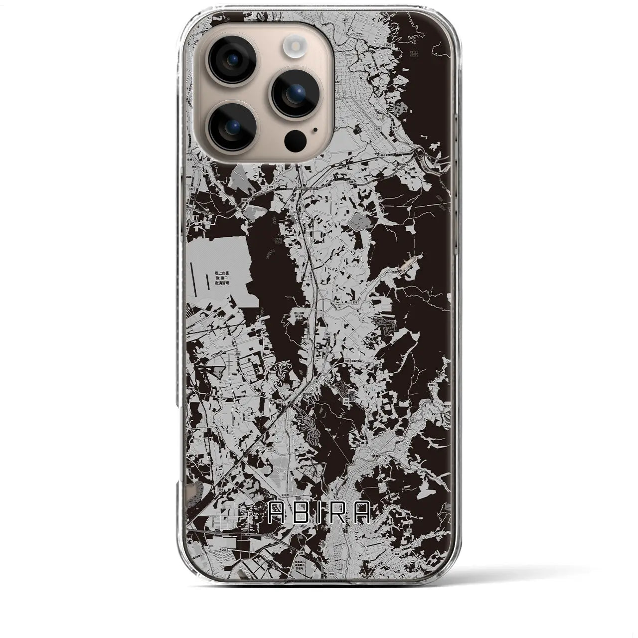 【安平(北海道)】地図柄iPhoneケース(クリアタイプ)モノトーン・iPhone 16 Plus 用