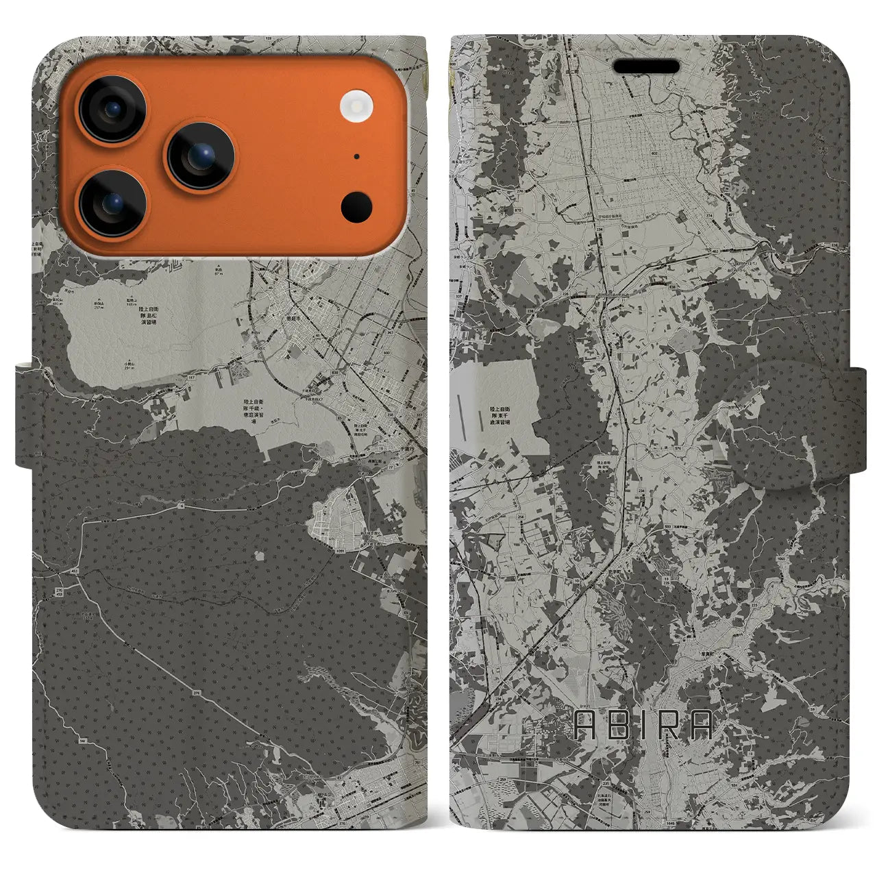 【安平(北海道)】地図柄iPhoneケース(手帳タイプ)