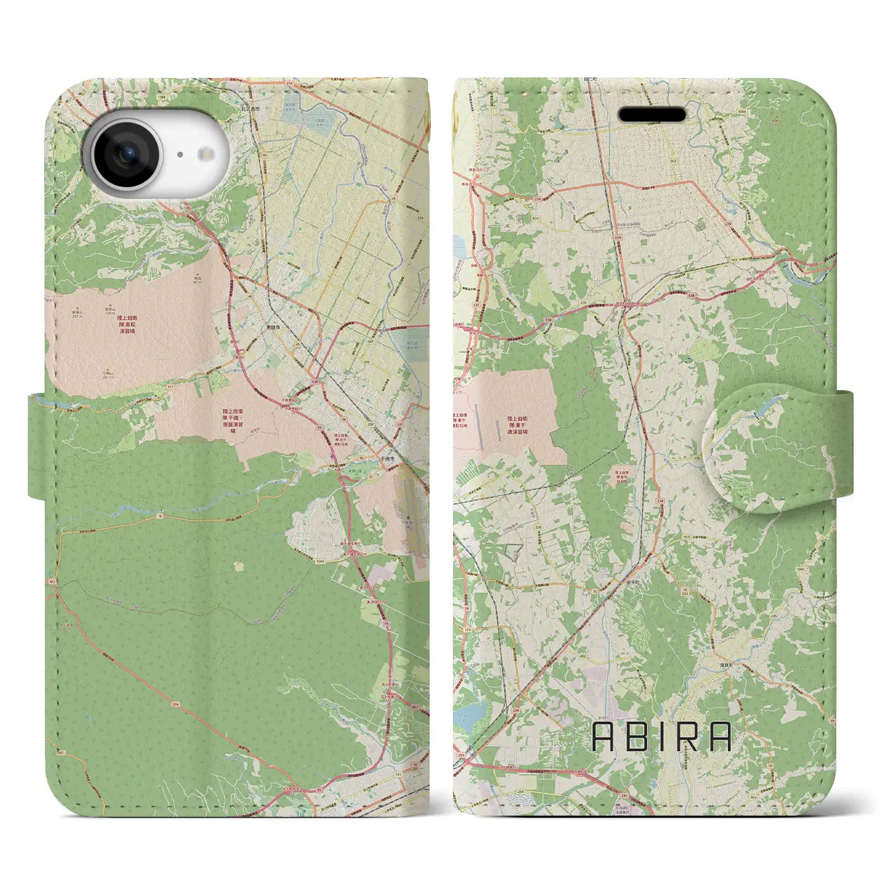 【安平(北海道)】地図柄iPhoneケース(手帳タイプ)