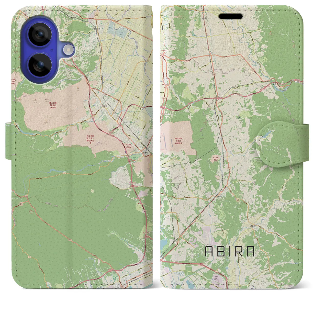 【安平(北海道)】地図柄iPhoneケース(手帳タイプ)ナチュラル・iPhone 16 Pro Max 用